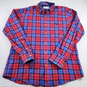 El Ganso Men Cotton Blue/Red Plaid Long Sleeve Checked Shirt Size M UK 14.5